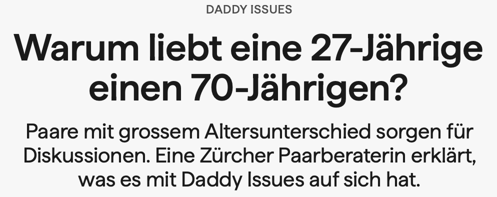 Liebe und Altersunterschied in Beziehungen wird oft als Daddy Issues stigmatisiert